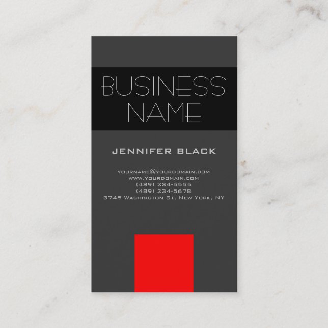 Moderne Grau Schwarz Red Consultant Business Card Visitenkarte (Vorderseite)