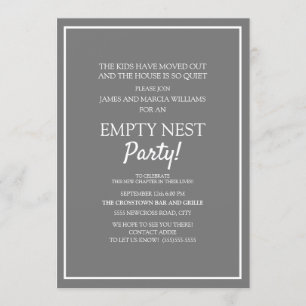 Moderne Grau Weiße Empty Nest Party Einladung