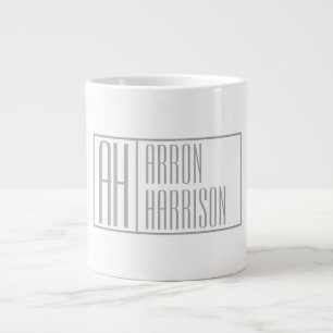 Moderne graue Anfangsbuchstaben und Namenslogo Jumbo-Tasse