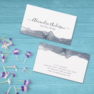 Moderne graue Aquarellkalligraphie Minimal Visitenkarte