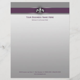 Moderne Graue Auberginen-Fleur de Lis Briefkopf