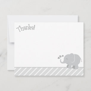 Moderne graue Baby Shower mit Elefant Mitteilungskarte