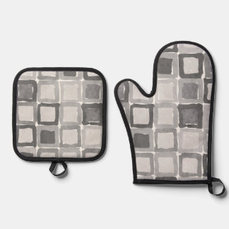 Moderne graue bemalte Flecken Ofenhandschuh & Topflappen-Set