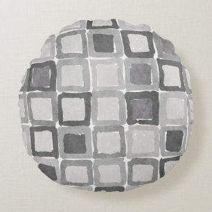 Moderne graue bemalte Flecken  Rundes Kissen