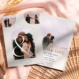 Moderne graue Bogen 4 Fotos Hochzeit speichern das Folieneinladung