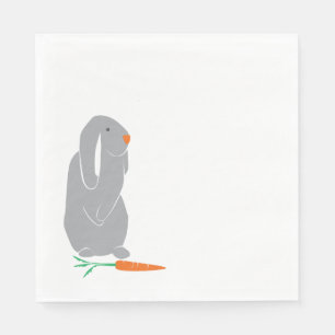 Moderne graue Bunny Baby Dusche Geburtstag Napkins Serviette