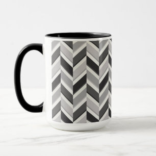 Moderne graue Chevron-Geometrie-Muster-Monogramm Tasse