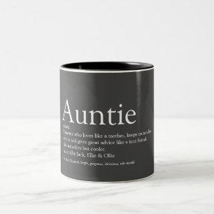 Moderne graue Definition der besten Tante der Welt Zweifarbige Tasse