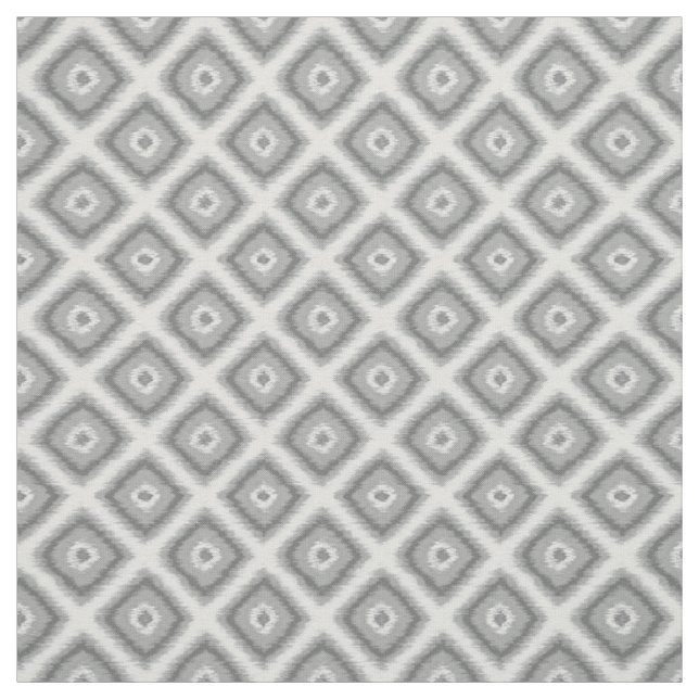 Moderne graue Diamantquadrate Ikat-Mosaikmuster Stoff (Muster)