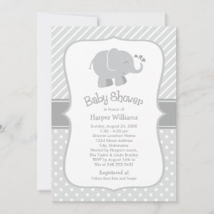 Moderne, graue Elefant-Neutral-Baby-Dusche Einladung