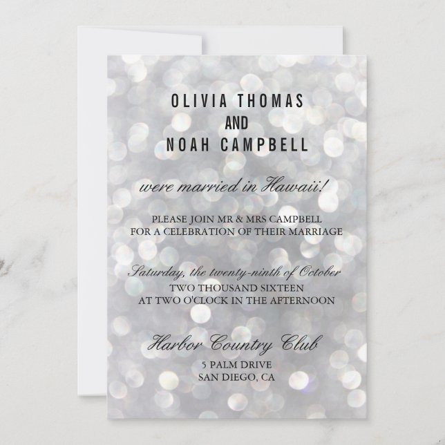 Moderne graue Elegante Post Wedding Reception Card Einladung (Vorderseite)