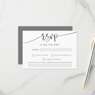 Moderne, graue, fette Schrift, elegante uAwg Hochz RSVP Karte