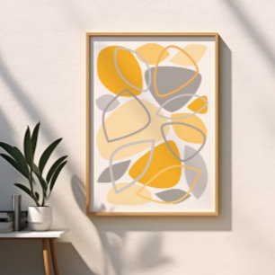 Moderne graue gelbe abstrakte Struktur Poster