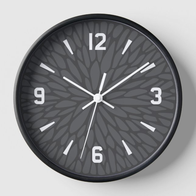 Moderne graue, geometrische Muster ⏰ Uhr (Vorderseite)