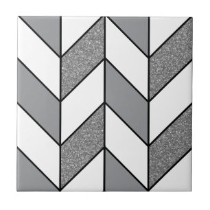 Moderne graue Glitter-Herringbone-Schrägstreifen-M Fliese