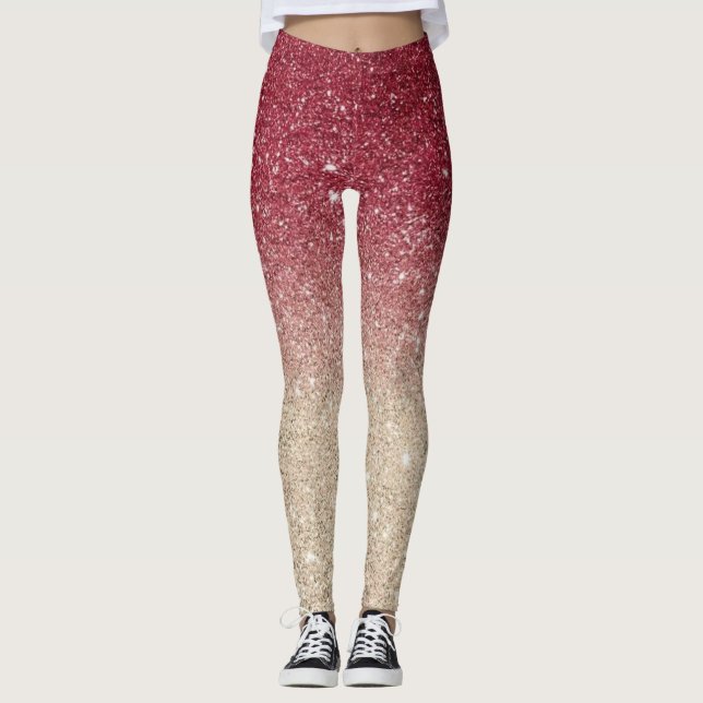 Moderne Graue Glitzer Glitzern Leggings (Vorderseite)