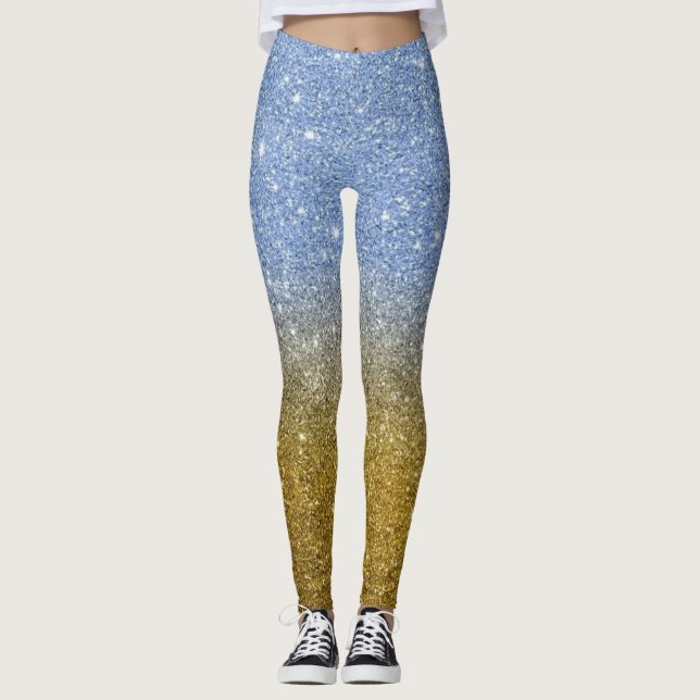 Moderne Graue Glitzer Glitzern Leggings (Vorderseite)