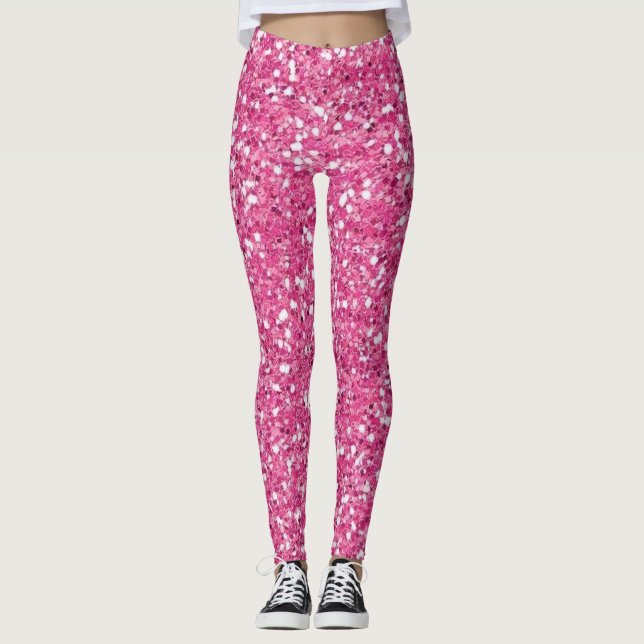 Moderne Graue Glitzer Glitzern Leggings (Vorderseite)