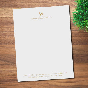 Moderne graue goldene Schriftmonogramm Briefbogen