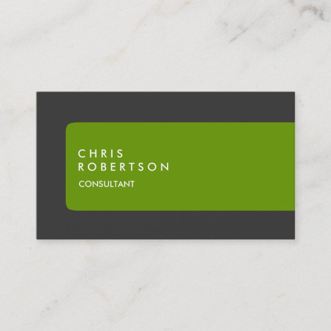 Moderne Graue Green Strip Business Card Visitenkarte (Vorderseite)
