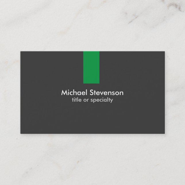 Moderne Graue Green Strip Standard Business Card Visitenkarte (Vorderseite)
