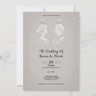 Moderne graue Hochzeit mit königlichem König und k Einladung