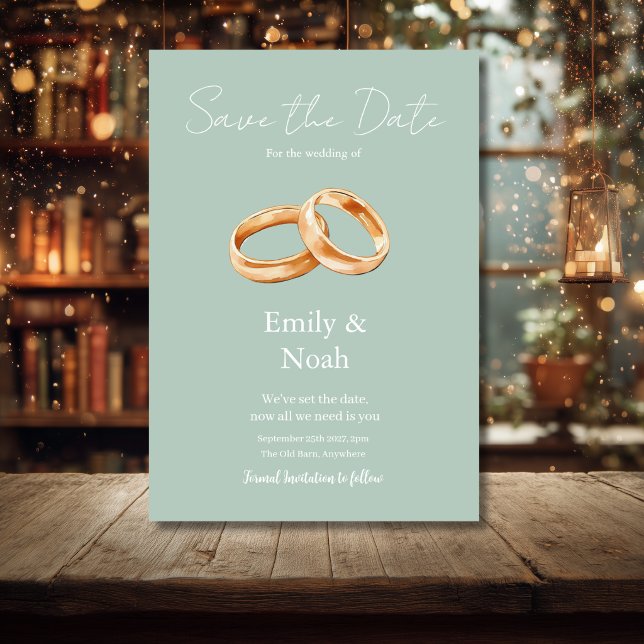 Moderne graue Hochzeitsringe Save The Date Karte (Von Creator hochgeladen)