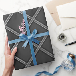 Moderne Graue Holzkohle Gitter Stahl Karomuster Geschenkpapier