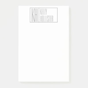Moderne graue Initialen und Namen-Logo Post-it Klebezettel
