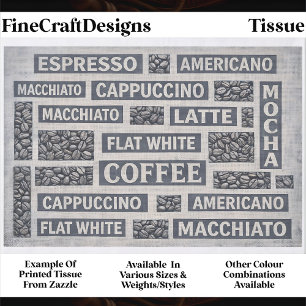 Moderne Graue Kaffee-Café-Typografie FC8 Decoupage Seidenpapier