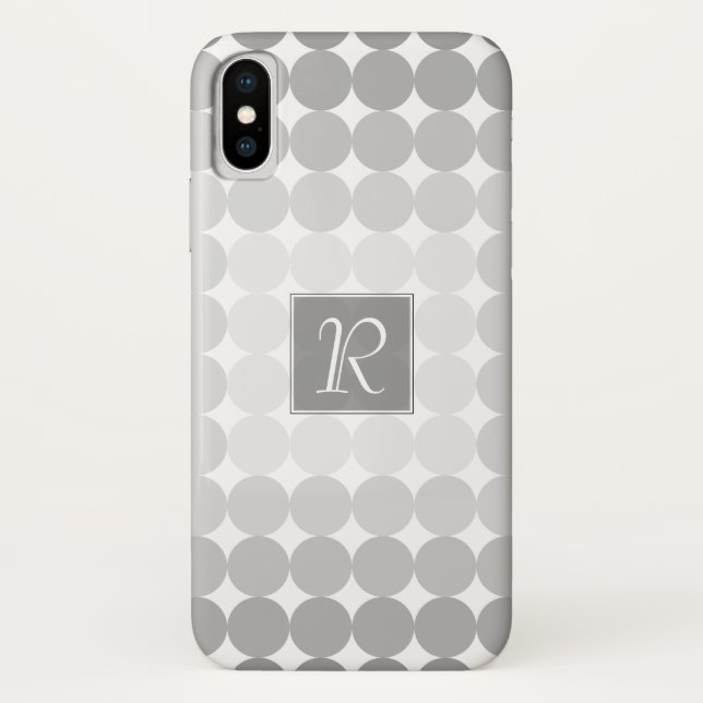 Moderne graue Kreise Monogramm Case-Mate iPhone Hülle (Rückseite)