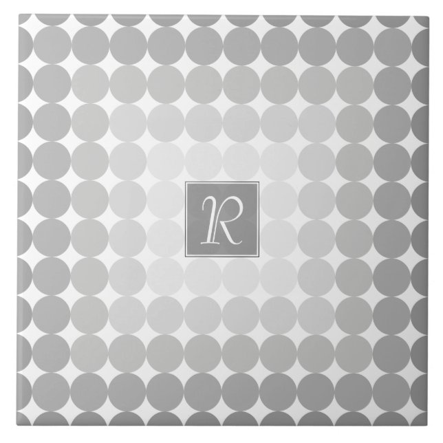 Moderne graue Kreise Monogramm Fliese (Vorderseite)