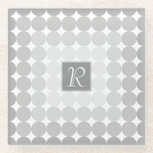 Moderne graue Kreise Monogramm Glasuntersetzer