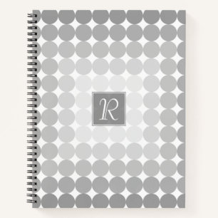 Moderne graue Kreise Monogramm Notizbuch