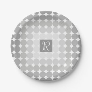 Moderne graue Kreise Monogramm Pappteller