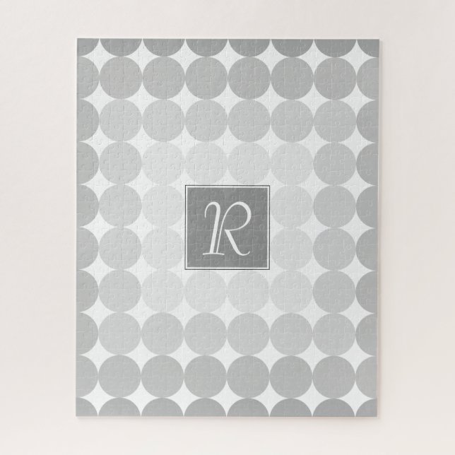 Moderne graue Kreise Monogramm Puzzle (Vertikal)