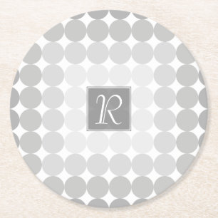 Moderne graue Kreise Monogramm Runder Pappuntersetzer