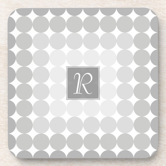 Moderne graue Kreise Monogramm Untersetzer (Vorderseite)