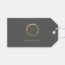 Moderne graue Linen Elegante Gold Monogram Vielen 