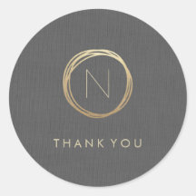 Moderne graue Linen Elegante Gold Monogram Vielen 