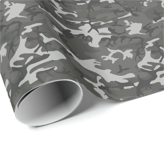 Moderne graue militärische Camouflage Camouflage Geschenkpapier (Rolleneckpunkt)
