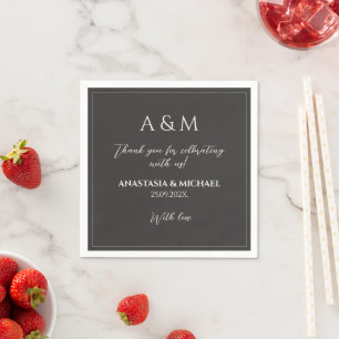 Moderne graue minimalistische Hochzeit Serviette