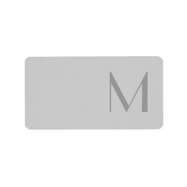 Moderne graue Monogram-Adressenmarken Adressaufkleber (Vorne)