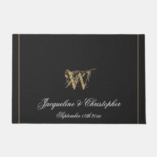 Moderne graue Monogram-Namen Newlyweds Wedding Fußmatte