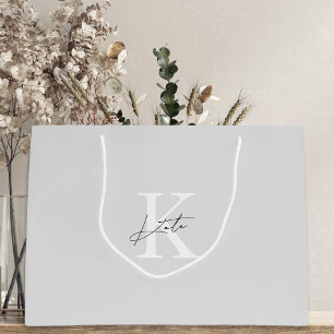 Moderne graue Monogramm-Brautjungfer-Vorschlags-Ge Große Geschenktüte