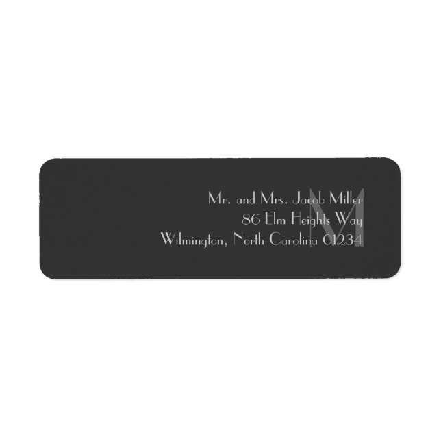 Moderne graue Monogramm-Rücksendeadressen-Aufklebe (Vorne)