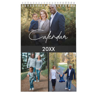 Moderne graue Multi-Foto Familie & Freunde maßgesc Kalender