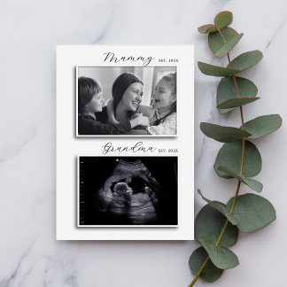 Moderne graue Mummy Pregnancy Reveal Ultraschall Einladung