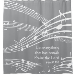 Moderne Graue Musiknoten Duschvorhang