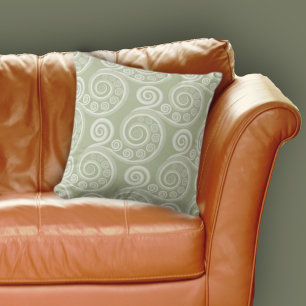 Moderne graue naturinspirierte Farnlocken-Muster Kissen